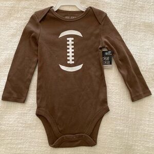 Okie Dokie Brown Football Long Sleeve Bodysuit
